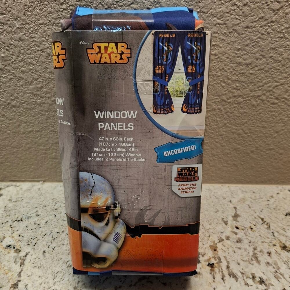 Disney Star Wars Rebels Window Panels Microfiber Drapes 42x63 2 Panels Tie-Backs